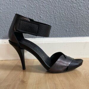 Black Ankle High Stiletto Peep Toe Sandals